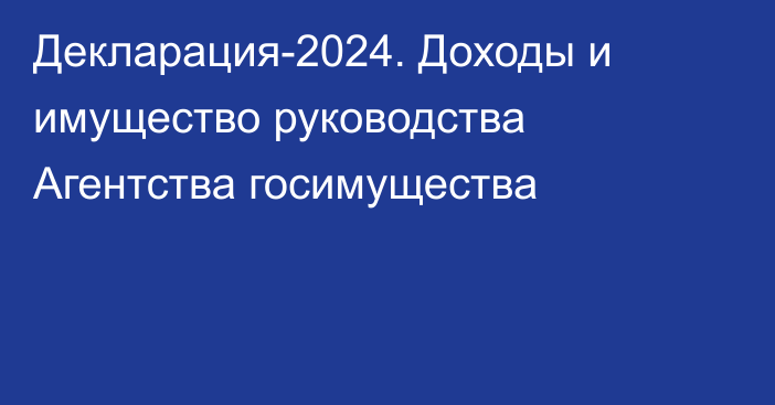 Декларация-2024. Доходы и имущество руководства Агентства госимущества