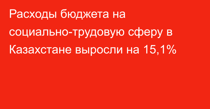 Расходы бюджета на социально-трудовую сферу в Казахстане выросли на 15,1%