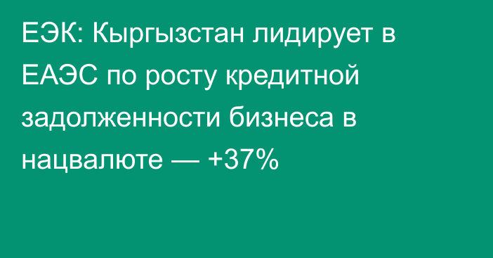 ЕЭК: Кыргызстан лидирует в ЕАЭС по росту кредитной задолженности бизнеса в нацвалюте — +37%