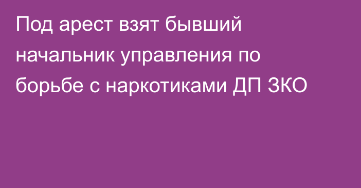 Под арест взят бывший начальник управления по борьбе с наркотиками ДП ЗКО