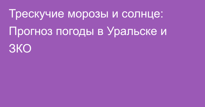 Трескучие морозы и солнце: Прогноз погоды в Уральске и ЗКО