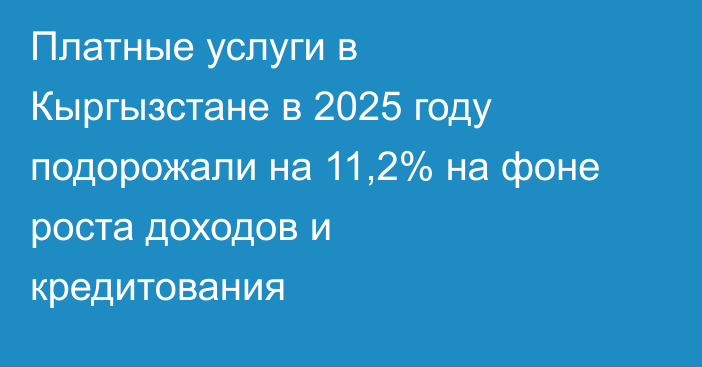 Платные услуги в Кыргызстане в 2025 году подорожали на 11,2% на фоне роста доходов и кредитования