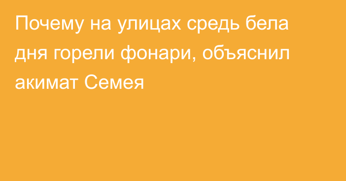 Почему на улицах средь бела дня горели фонари, объяснил акимат Семея