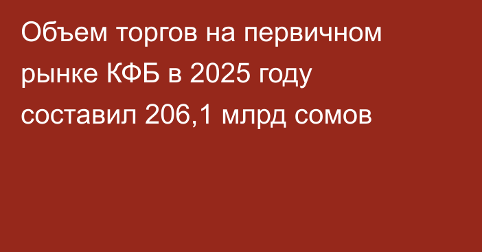 Объем торгов на первичном рынке КФБ в 2025 году составил 206,1 млрд сомов