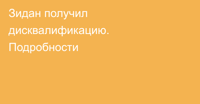 Зидан получил дисквалификацию. Подробности