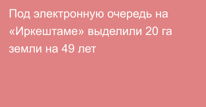 Под электронную очередь на «Иркештаме» выделили 20 га земли на 49 лет