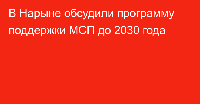 В Нарыне обсудили программу поддержки МСП до 2030 года