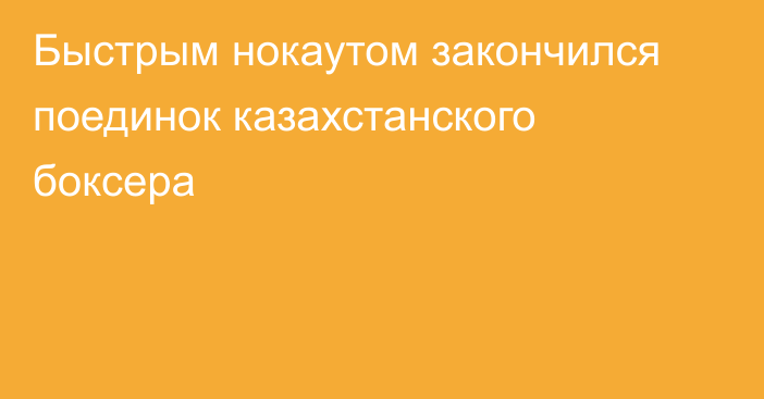 Быстрым нокаутом закончился поединок казахстанского боксера