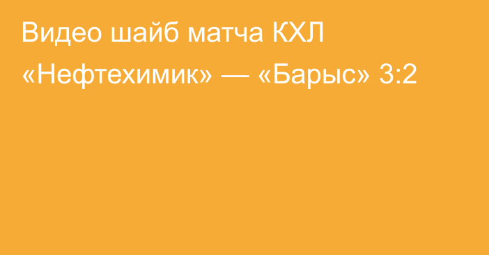 Видео шайб матча КХЛ «Нефтехимик» — «Барыс» 3:2