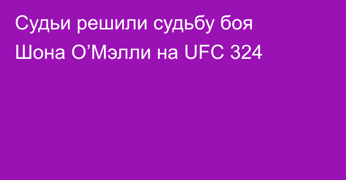 Судьи решили судьбу боя Шона О’Мэлли на UFC 324