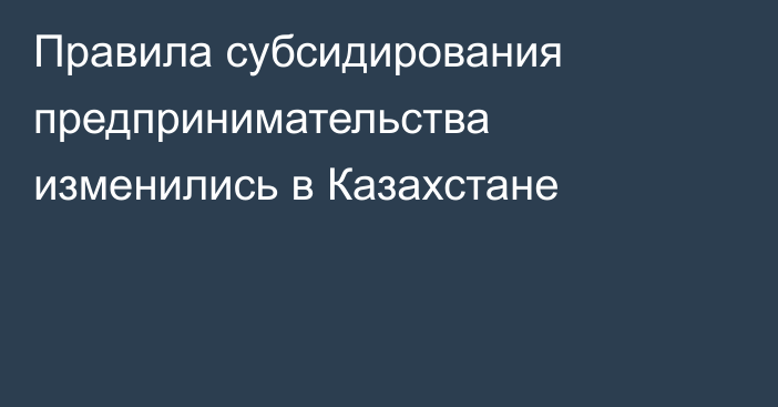 Правила субсидирования предпринимательства изменились в Казахстане