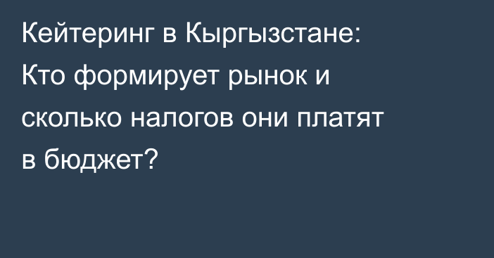 Кейтеринг в Кыргызстане:  Кто формирует рынок и сколько налогов они платят в бюджет?