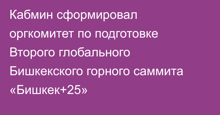Кабмин сформировал оргкомитет по подготовке Второго глобального Бишкекского горного саммита «Бишкек+25»