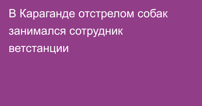 В Караганде отстрелом собак занимался сотрудник ветстанции