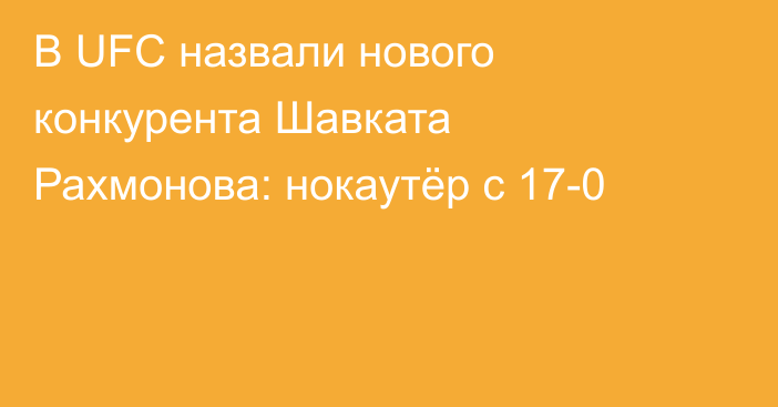 В UFC назвали нового конкурента Шавката Рахмонова: нокаутёр с 17-0
