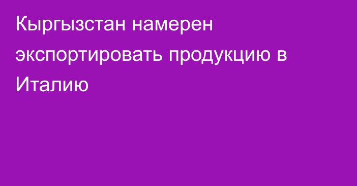 Кыргызстан намерен экспортировать продукцию в Италию