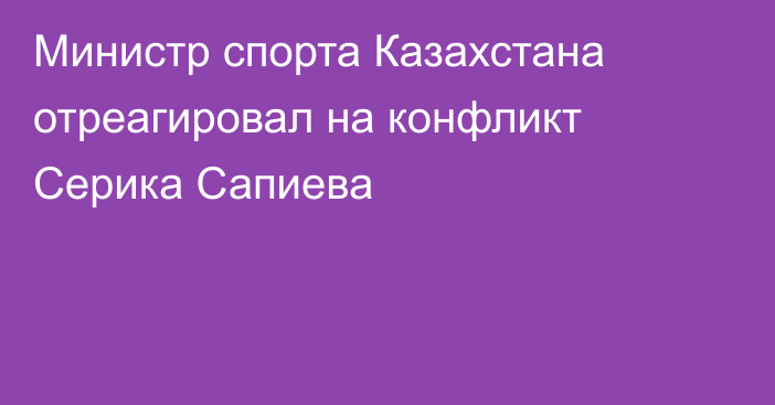Министр спорта Казахстана отреагировал на конфликт Серика Сапиева