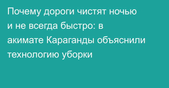 Почему дороги чистят ночью и не всегда быстро: в акимате Караганды объяснили технологию уборки