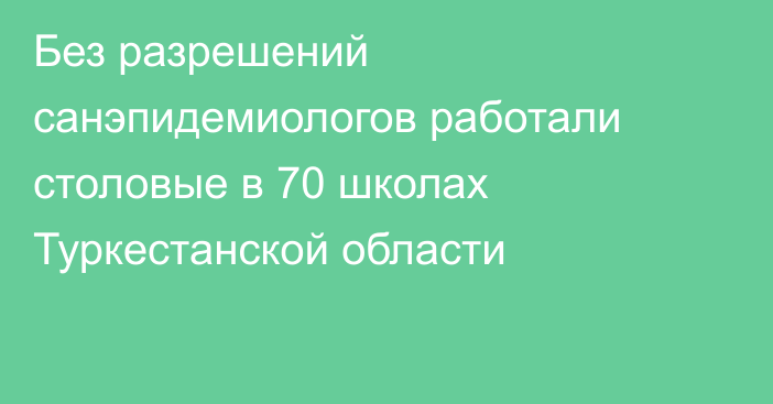 Без разрешений санэпидемиологов работали столовые в 70 школах Туркестанской области