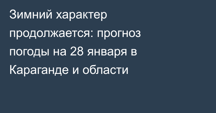 Зимний характер продолжается: прогноз погоды на 28 января в Караганде и области