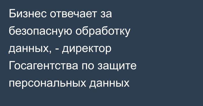 Бизнес отвечает за безопасную обработку данных, - директор Госагентства по защите персональных данных