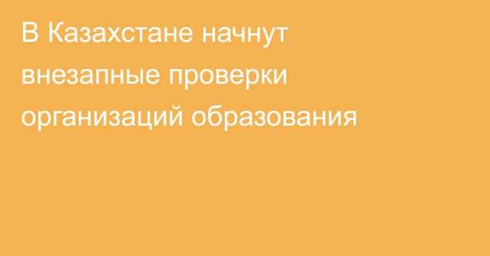 В Казахстане начнут внезапные проверки организаций образования