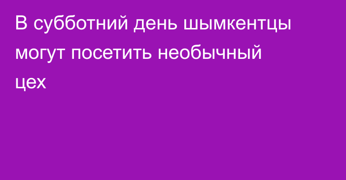 В субботний день шымкентцы могут посетить необычный цех