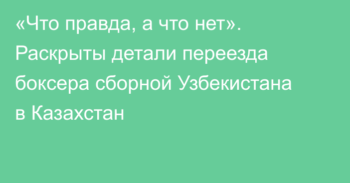 «Что правда, а что нет». Раскрыты детали переезда боксера сборной Узбекистана в Казахстан
