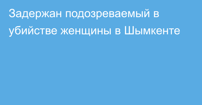 Задержан подозреваемый в убийстве женщины в Шымкенте