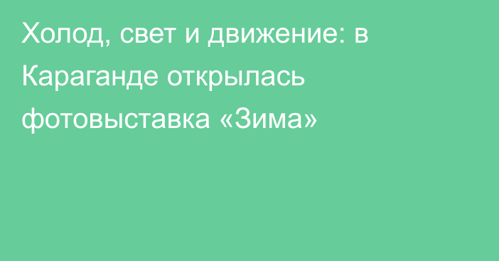 Холод, свет и движение: в Караганде открылась фотовыставка «Зима»
