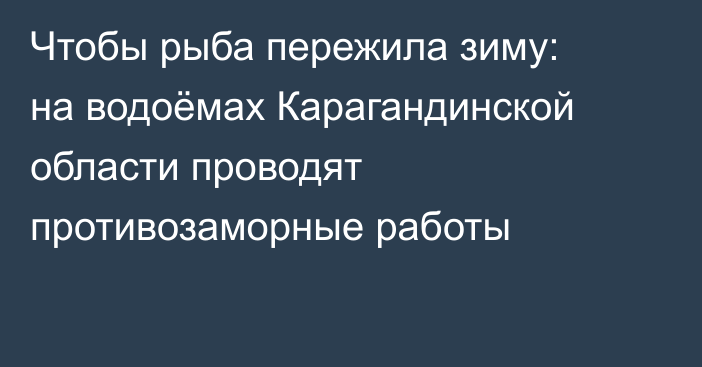 Чтобы рыба пережила зиму: на водоёмах Карагандинской области проводят противозаморные работы