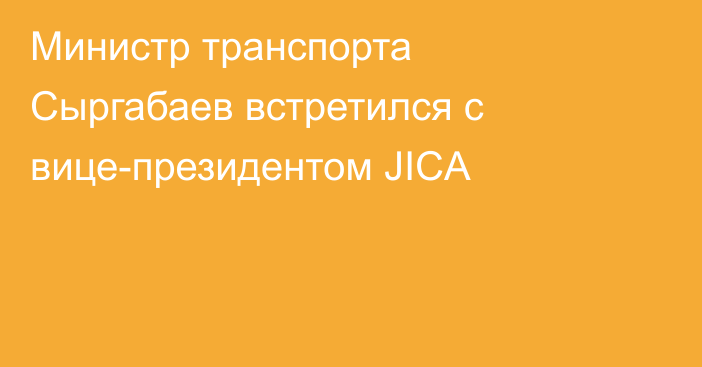 Министр транспорта Сыргабаев встретился с вице-президентом JICA