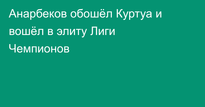 Анарбеков обошёл Куртуа и вошёл в элиту Лиги Чемпионов