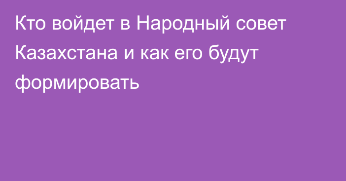 Кто войдет в Народный совет Казахстана и как его будут формировать