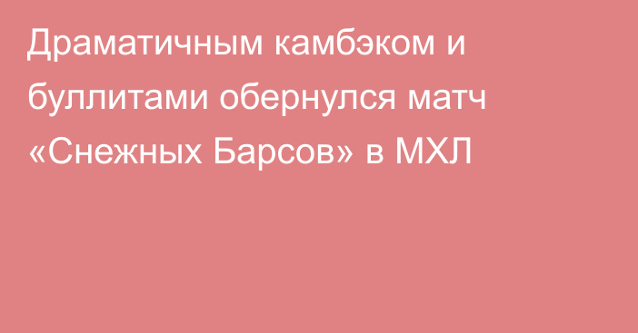 Драматичным камбэком и буллитами обернулся матч «Снежных Барсов» в МХЛ