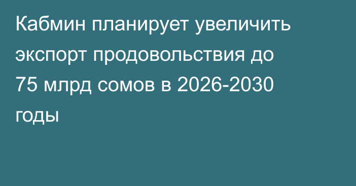 Кабмин планирует увеличить экспорт продовольствия до 75 млрд сомов в 2026-2030 годы