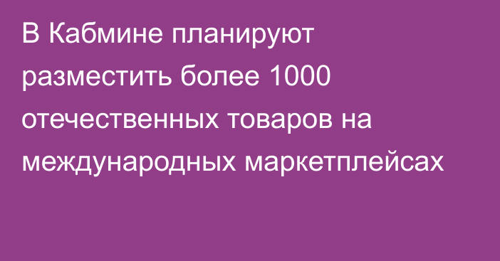 В Кабмине планируют разместить более 1000 отечественных товаров на международных маркетплейсах