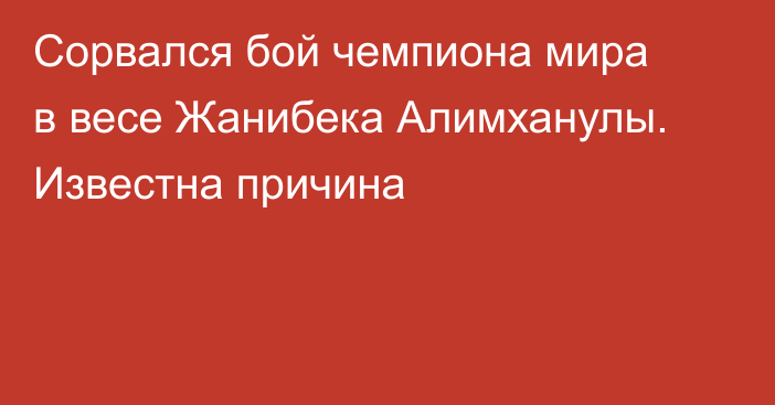 Сорвался бой чемпиона мира в весе Жанибека Алимханулы. Известна причина