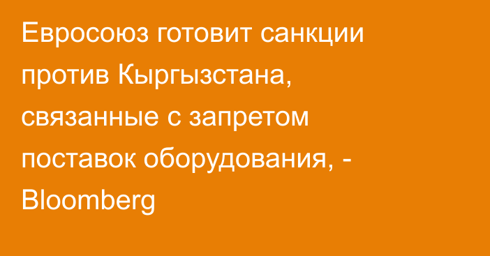 Евросоюз готовит санкции против Кыргызстана, связанные с запретом поставок оборудования, - Bloomberg