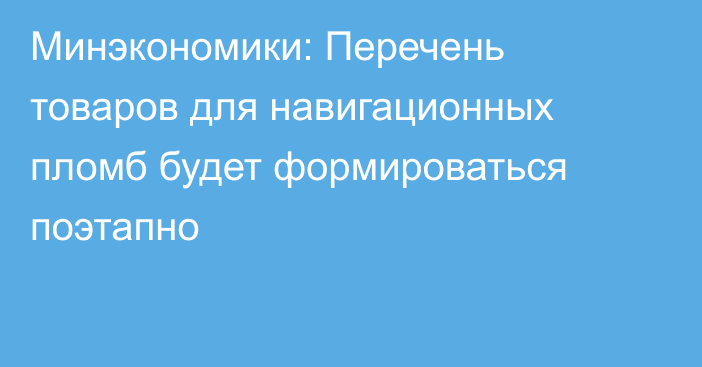 Минэкономики: Перечень товаров для навигационных пломб будет формироваться поэтапно