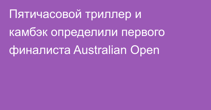 Пятичасовой триллер и камбэк определили первого финалиста Australian Open