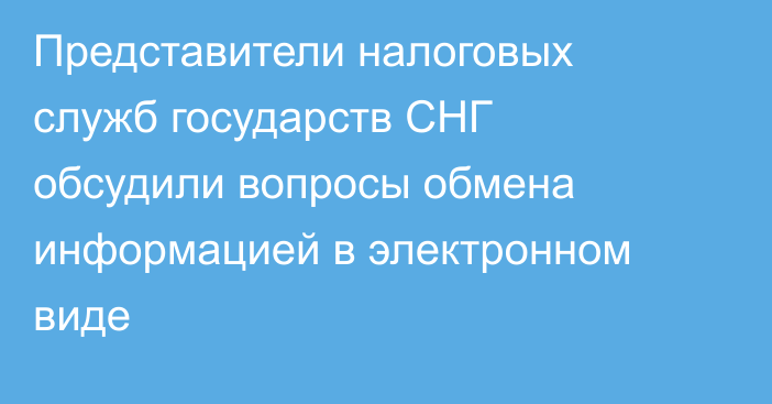 Представители налоговых служб государств СНГ обсудили вопросы обмена информацией в электронном виде