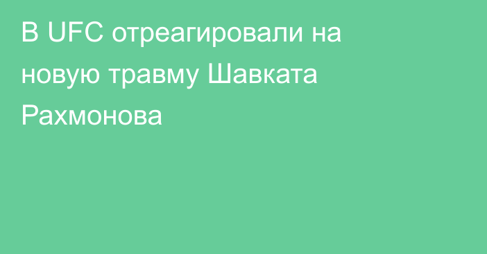 В UFC отреагировали на новую травму Шавката Рахмонова