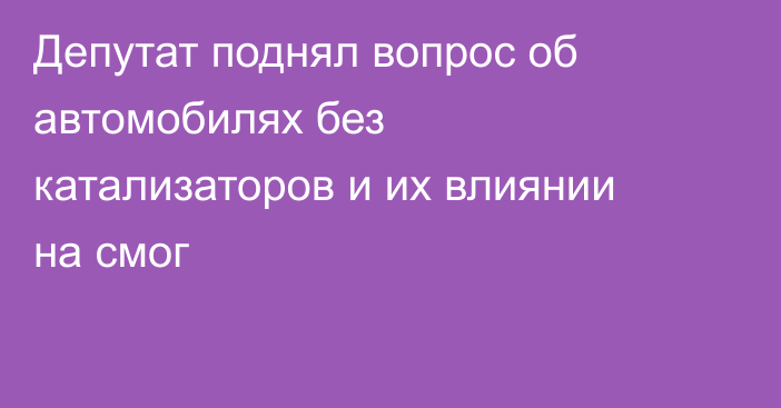 Депутат поднял вопрос об автомобилях без катализаторов и их влиянии на смог
