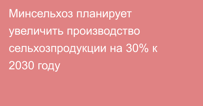 Минсельхоз планирует увеличить производство сельхозпродукции на 30% к 2030 году