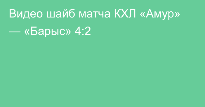 Видео шайб матча КХЛ «Амур» — «Барыс» 4:2