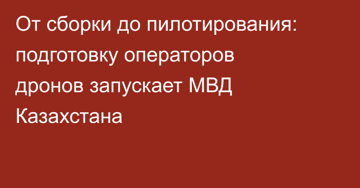 От сборки до пилотирования: подготовку операторов дронов запускает МВД Казахстана