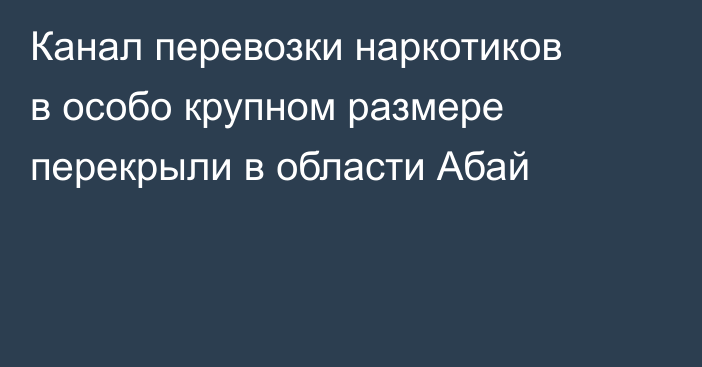 Канал перевозки наркотиков в особо крупном размере перекрыли в области Абай