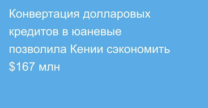 Конвертация долларовых кредитов в юаневые позволила Кении сэкономить $167 млн