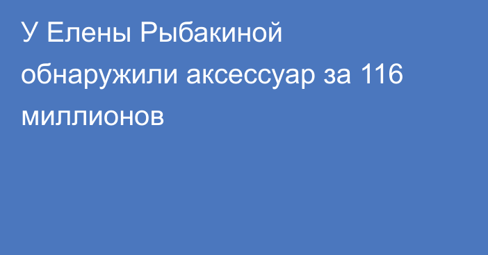 У Елены Рыбакиной обнаружили аксессуар за 116 миллионов